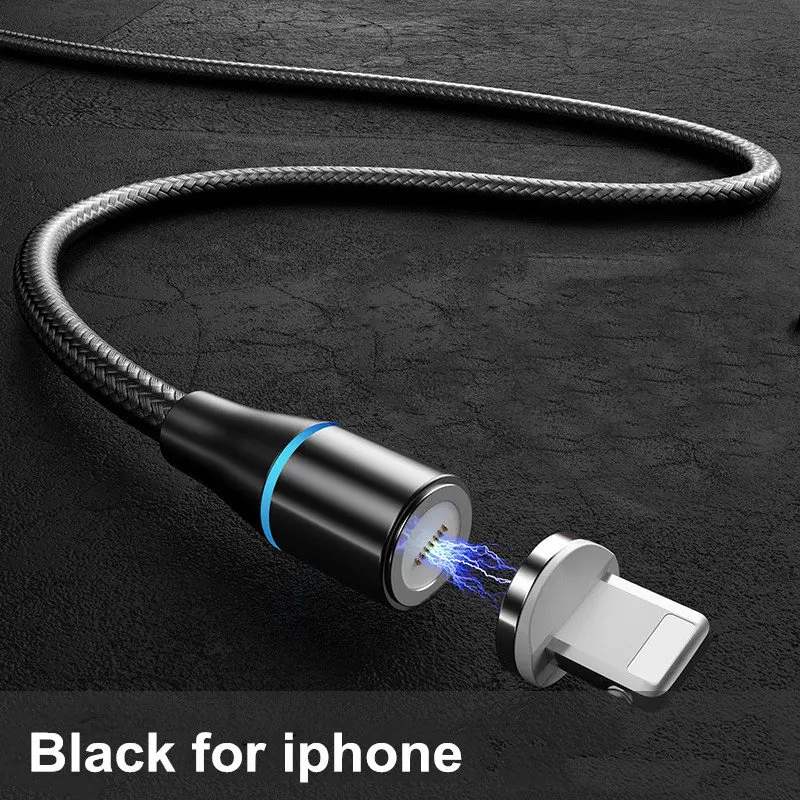 Black for iphone Магнитный кабель Micro USB для быстрой зарядки Vanniso 2m 3A для iPhone X 7 samsung A50 Xiaomi mi9, магнитный кабель usb type-c для передачи данных - Цвет: Black for iphone