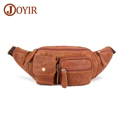 JOYIR Men's Waists Bags Genuine Leather Genuine Leather Multi-function Money Belt Bag Shoulder CrossBody Bags Pouch High Quality