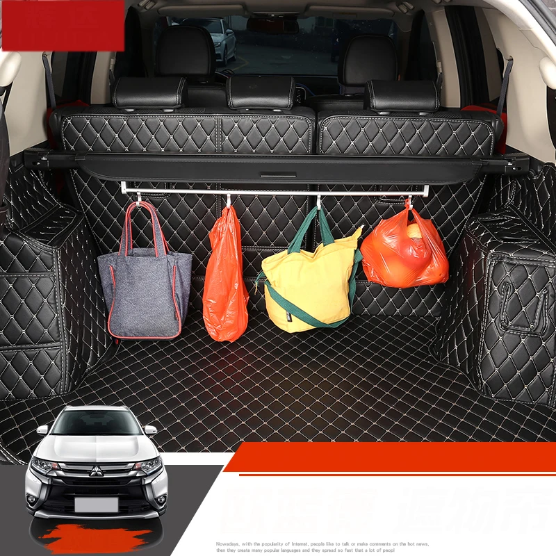 Lsrtw2017 крышка багажника автомобиля Шторы для Mitsubishi Outlander 2013 аксессуары для интерьера - Название цвета: black with hook