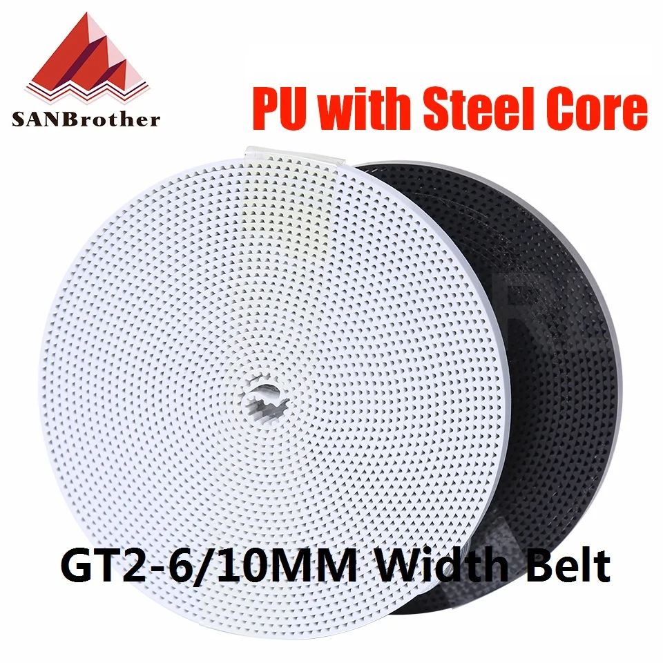

GT2 Belt PU with Steel Core GT2 Belt 2GT Timing Belt Width 6mm 10mm for 3D printer parts Anti-wear Reinforce Open Belt