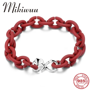 

Women's Bracelet Good Quality Silver Beads Charm Bracelet Female Jewelry Personality Rubber Link Chain Bracelets Hip hop Style
