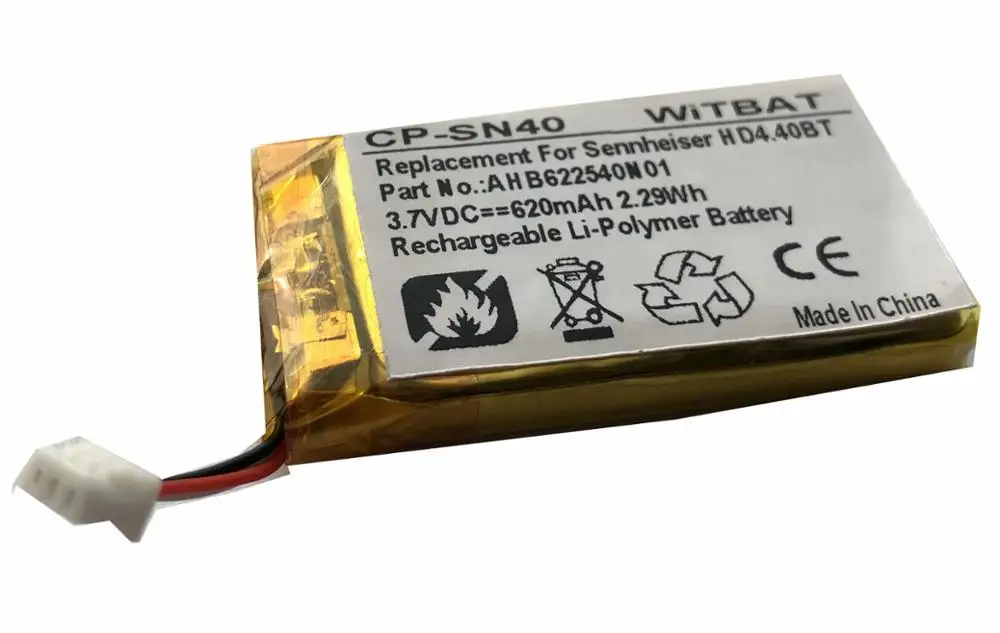 TTVXO 620 мАч беспроводная гарнитура для Sennheiser Momentum 2,0 батарея AHB622540N1, AHB622540PCT-02