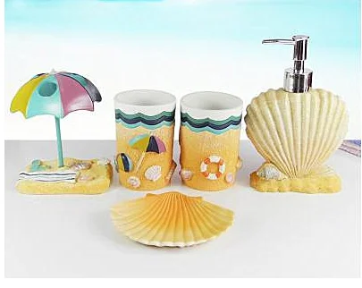 Средиземноморский стиль, украшение в виде морских ракушек, набор аксессуаров для ванной комнаты, держатель для зубной щетки, украшение стола - Цвет: 1