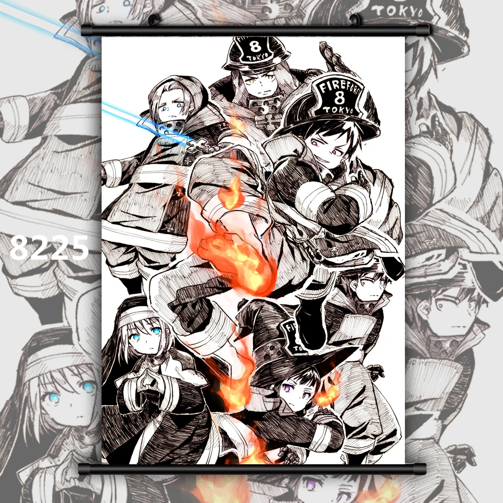 8225 Enen no Shouboutai Fire Force Kusakabe Shinra Benimaru Shinmon Аниме Манга плакат в рулоне - Цвет: 8225