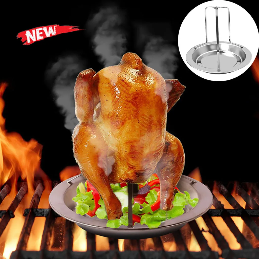 TOYANDONA Chicken Roaster Rack Stainless Steel Beer Can Chicken Holder Duck Grill Stand Chicken Roasting Pan for Grill Oven BBQ Barbecue Outdoor 