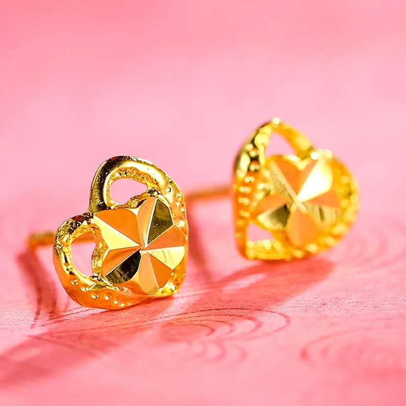 

Gold-plated sand gold retro fashion temperament earrings female gold Valentine's Day love earrings