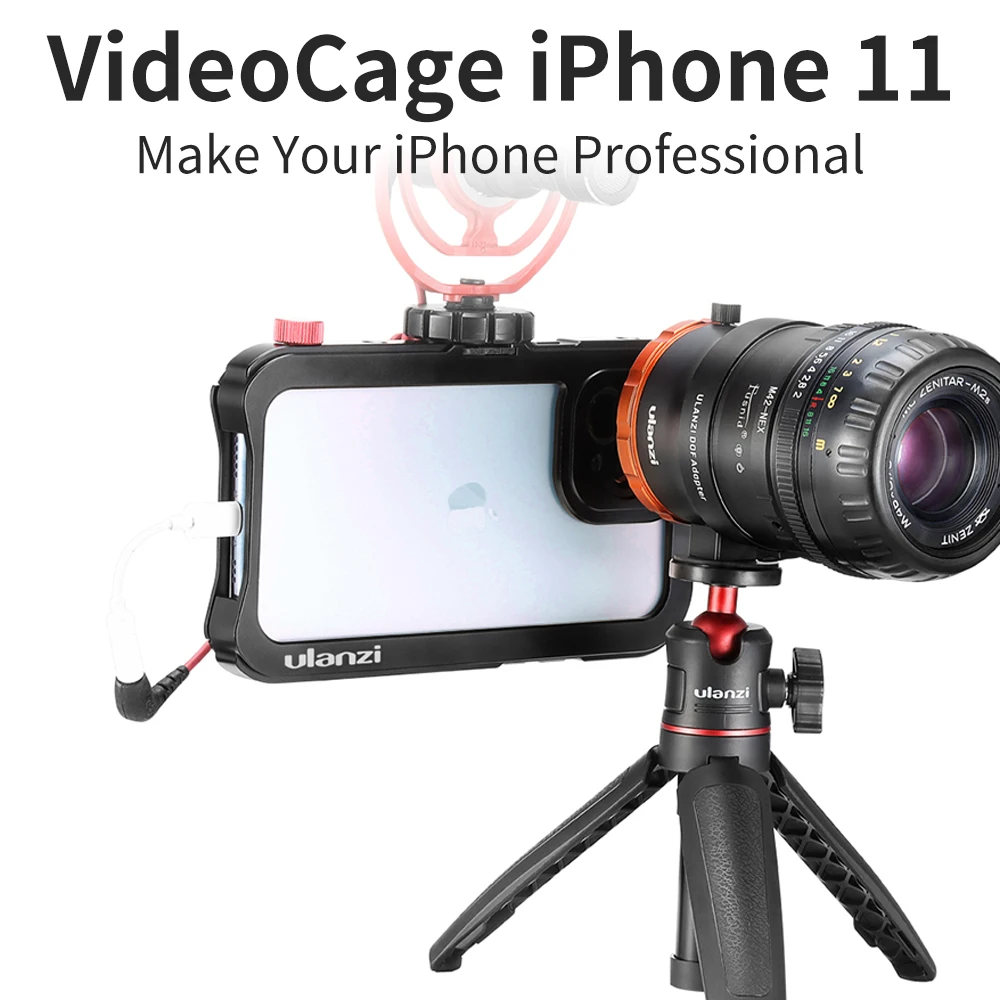 Ulanzi металлическая телефонная клетка для iPhone 11/iPhone 11 Pro/iPhone 11 Pro Max 17 мм резьба Vlog видео клетка для Ulanzi объектив DOF адаптер