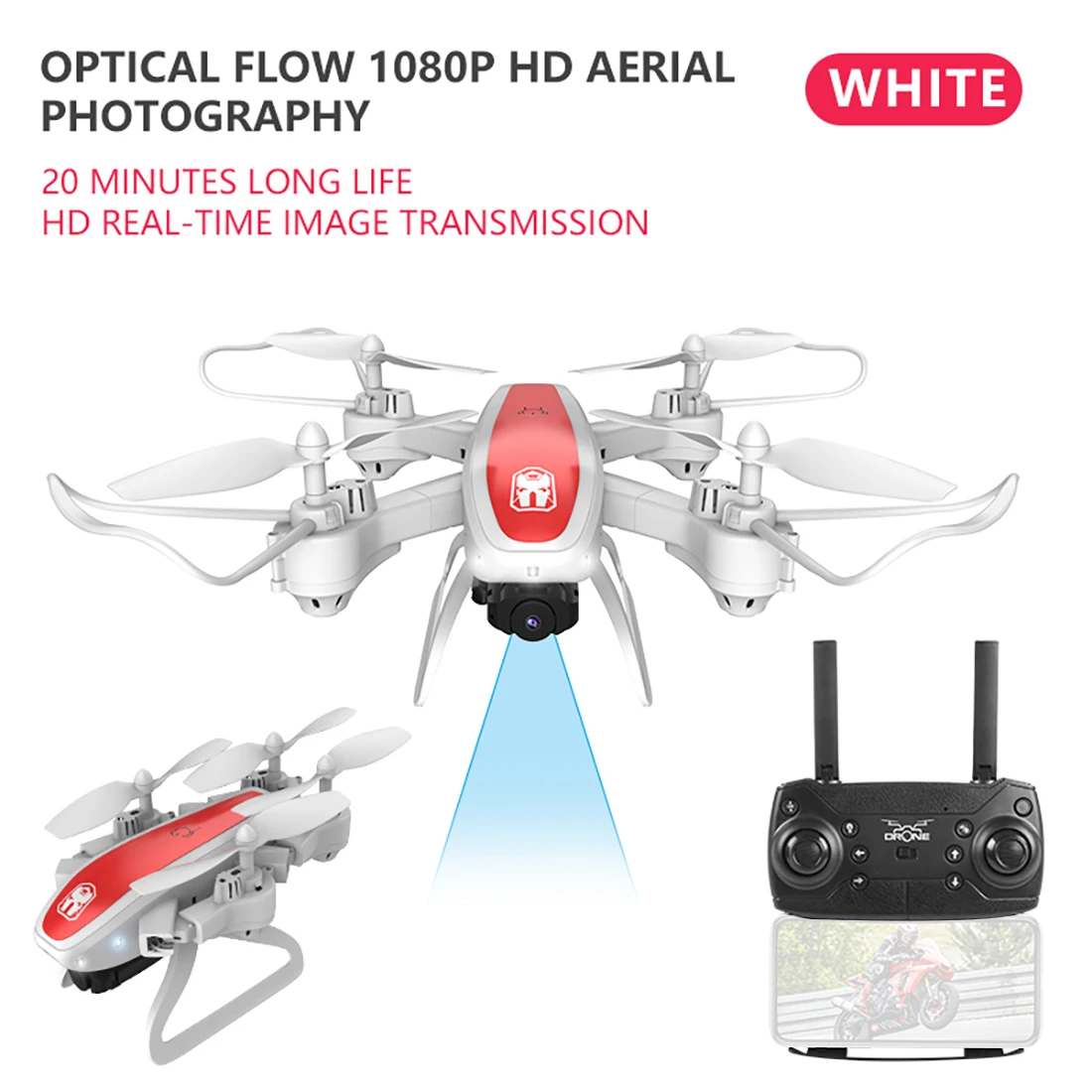 KY909 4K HD камера Дрон FPV Wi-Fi оптическое позиционирование потока RC Квадрокоптер самолет в сложенном виде Высота удерживает длительный срок службы батареи детские игрушки - Цвет: 1080P Camera White