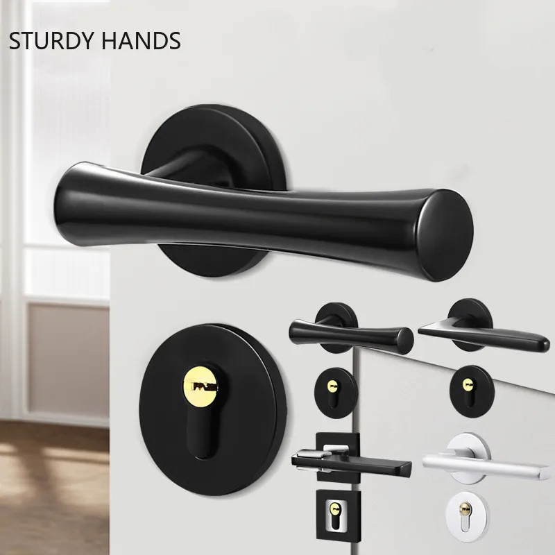 

Modern Aluminum Alloy Split Deadbolt Lock Home Door Handle Lock Bedroom Mute Security Door Locks Indoor Furniture Hardware