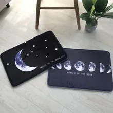 40x60 см, Скандинавский современный черный цвет, лунный напольный коврик с принтом, плюшевый коврик, водопоглощающий коврик, нескользящий ковер