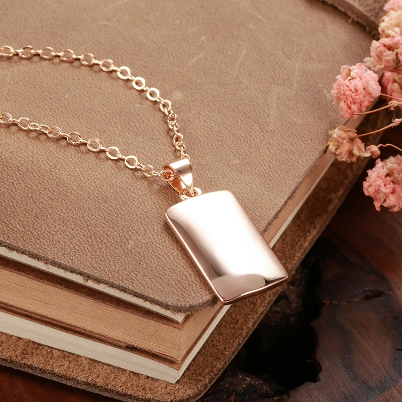 Minimalist Glossy Rose Gold Geometric Pendant Necklace