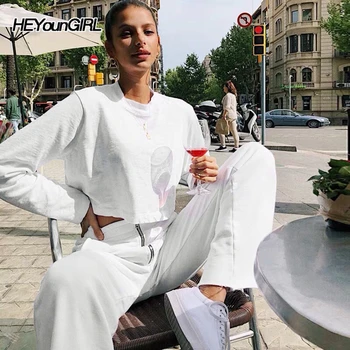 

HEYounGIRL White Black Casual T-shirt Women Harajuku Loose Basic Tee Shirt Tops Tees Fashion Korean Long Sleeve Crop Tshirts