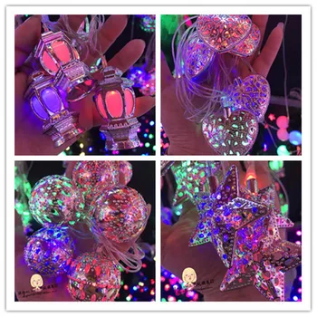 

LED colorful lights string flashing lights Christmas tree hollowed out decorative lights string heart five pointed star lights