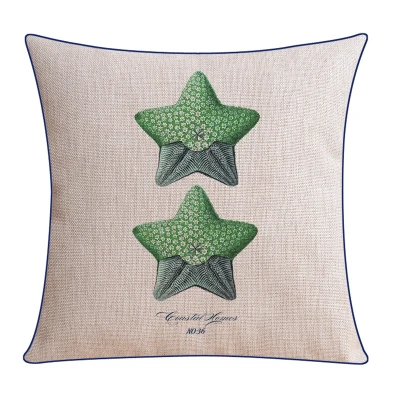 American Mediterranean Pillowcase Seaweed Starfish Linen Pillow Fish Cushion Waist Throw Pillows Home Decorative Sofa Cushions 