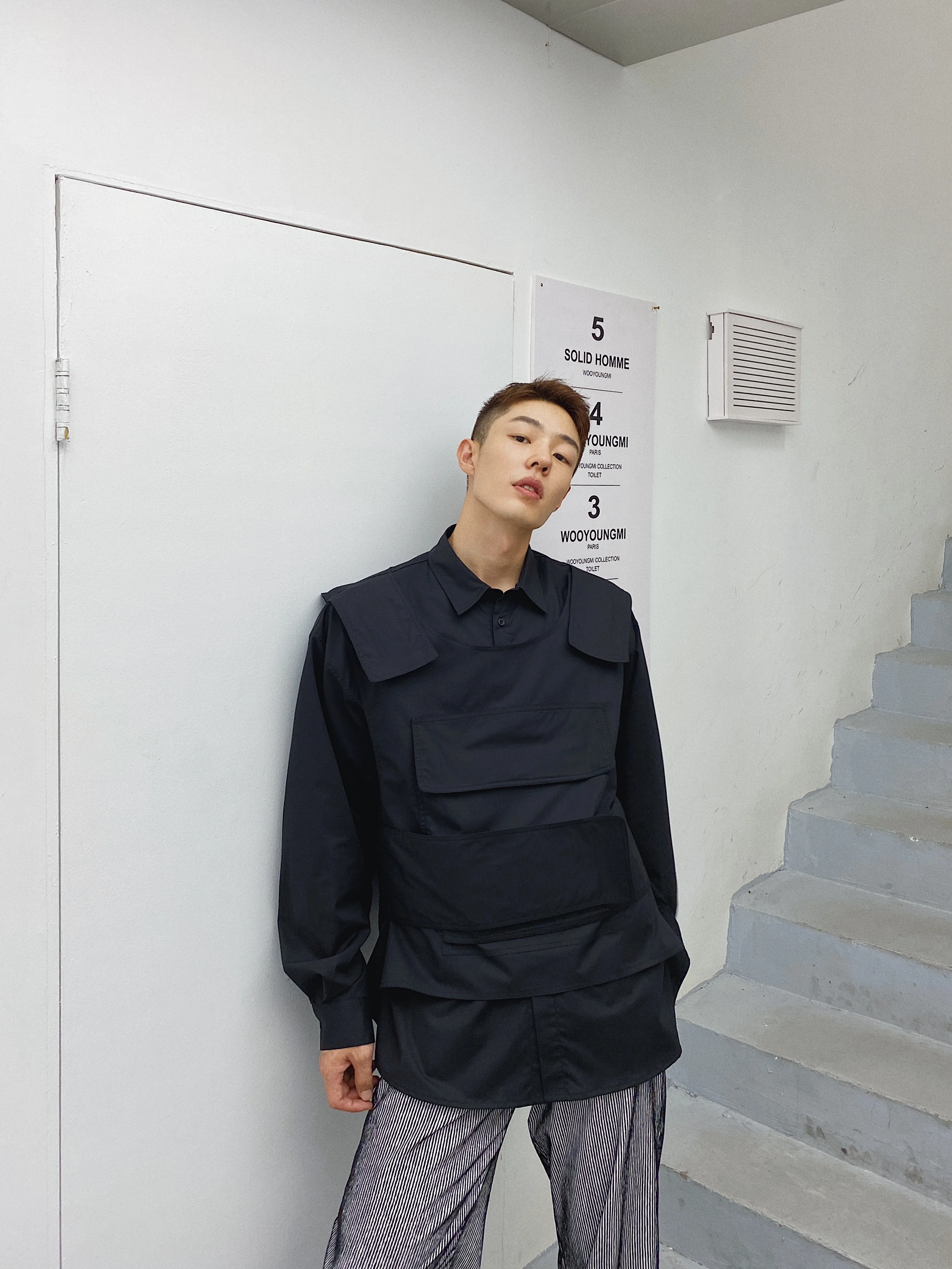 

S-6XL 2021 New Men Women's Clothing Show Street Functional Tooling Removable Vest Shirt Plus Size Stage Costumes
