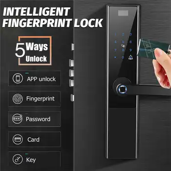 

Smart Digital Biometric Fingerprint Lock Keyless Smart Door Lock APP+ Touch+ Password +Key+pad Card+ Fingerprint 6 Ways