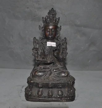 

wedding decoration 8" Tibet Buddhism bronze Tara Kwan-Yin Guanyin Bodhisattva goddess Buddha statue