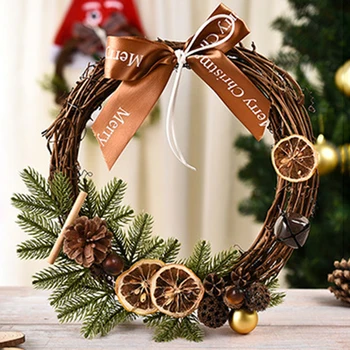

30cm DIY Hanging Wreath Rattan Wreath Xmas Decorations For Home Christmas Wedding Wreaths Christmas Pendant Drop Ornaments