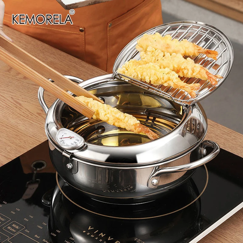 Kitchen Oil Frying Pot 304 Stainless Steel Induction Temperature Control Fried Fish Shrimp Chicken Mini Fryer Pan Cooking | Дом и сад