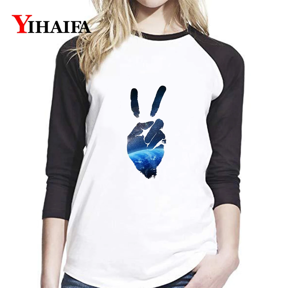 Женские футболки с длинным рукавом топы принтом в виде Галактики белые для