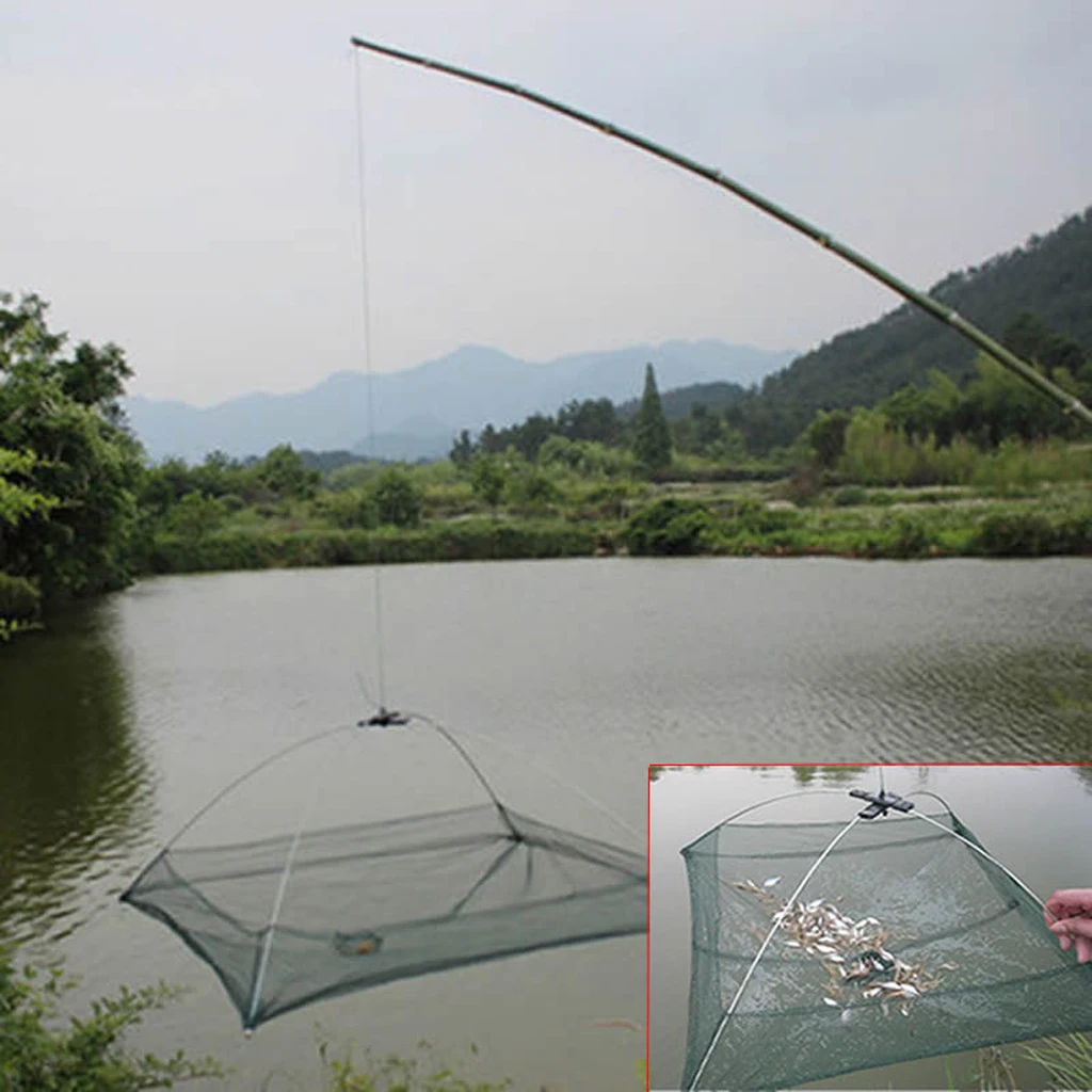 Fishing Net Folded Umbrella Cast Dip Net Eel Crab Lobster Crawfish Mesh Trap