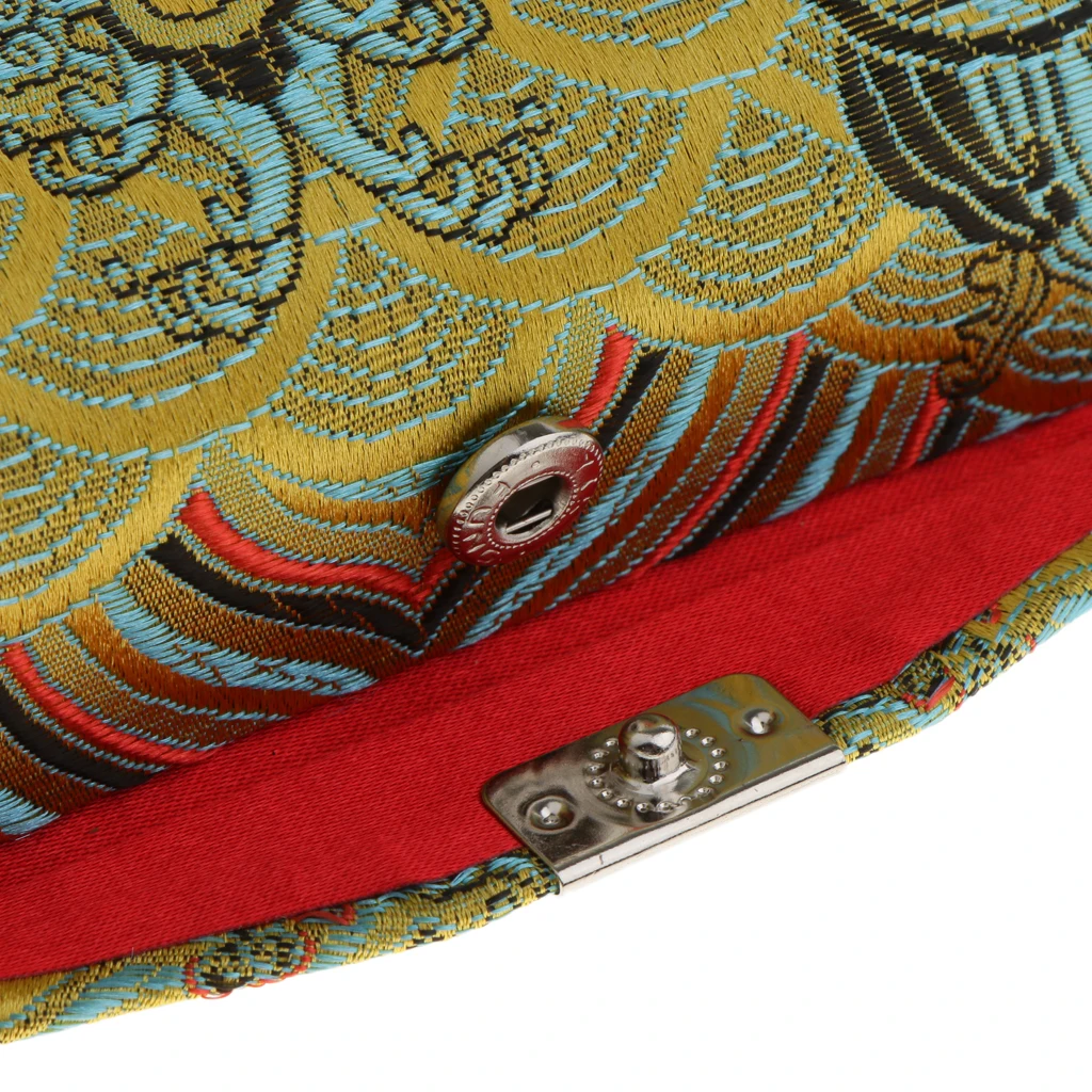 Retro Brocade Embroidered Chinese National Costume Design Lipstick Jewelry Case Holder Box With Mirror- Holds 2 Lipsticks