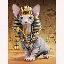 GATYZTORY 5D алмазная живопись полный квадратный DIY домашний декор мозаичные Стразы Картина на холсте с логотипом на заказ Настенная картина с Фараоном и кошкой