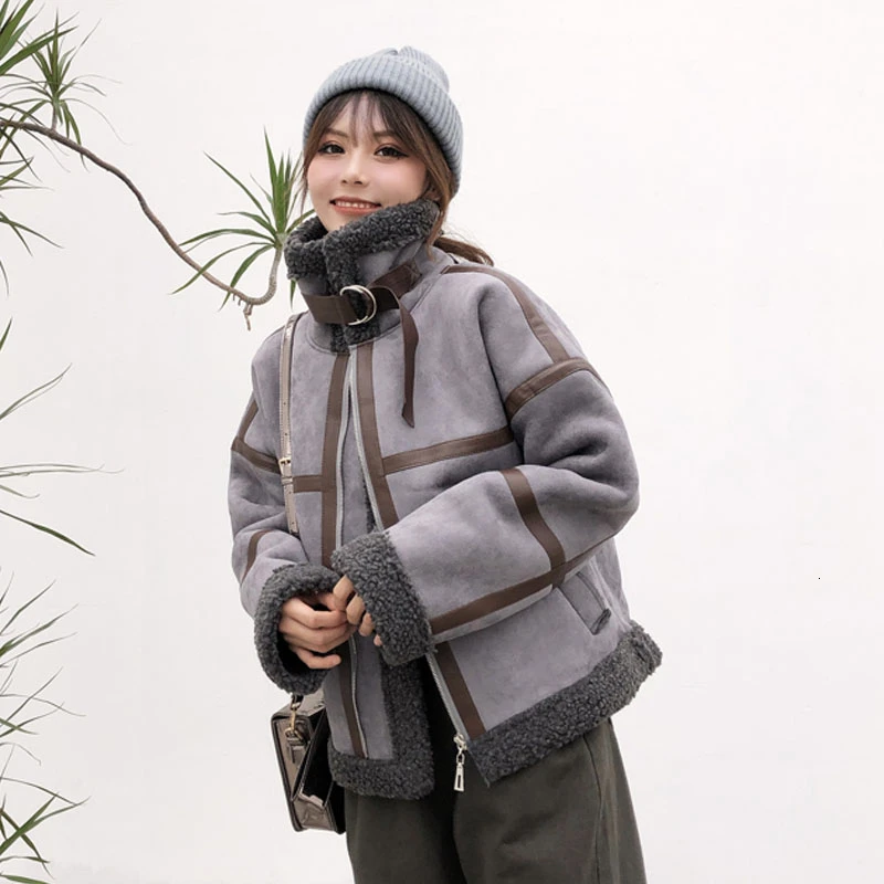 Зимняя женская куртка модное пальто с воротником-стойкой из хлопка, верхняя одежда, плотное пальто, женские уличные теплые куртки из овечьей шерсти M136