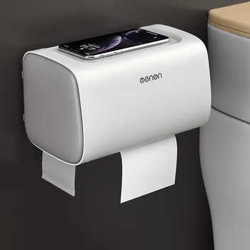 

Wall Mount Toilet Paper Holder Adjustable Double Layer Shelf Waterproof Tissue Box Portable Toilet Paper Tray Storage Box Case