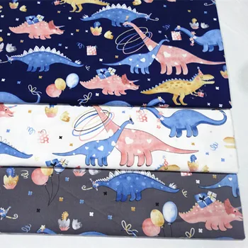 

Cotton Cartoon Printed Fabric Baby Boy Dinosaur Cotton Fabric for DIY Sewing Bed Sheet Fabric
