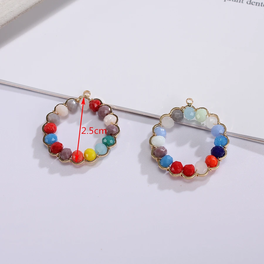 6pcs/lots Trendy Crystal Seedbeads Hand Woven Geometric Pendants Charms For Women Dangle Earrings Diy Jewelry Making Accessories | Украшения