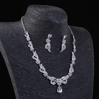 

HIMSTORY Elegance Waterdrop Rhinestones Crystal Cute Sweet Necklace Earrings Bridal Jewelry Sets Jewelry