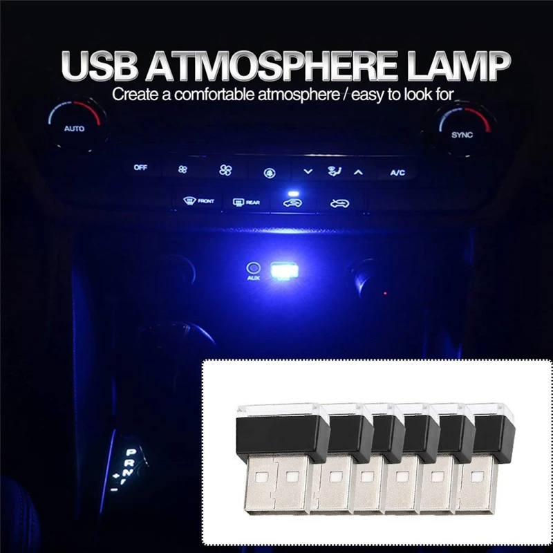Автомобильный Usb атмосферный свет-7 шт. автомобильное Usb Освещение универсальная мини Usb Led беспроводная подсветка для салона автомобиля неоновые огни для автомобиля(7 Co