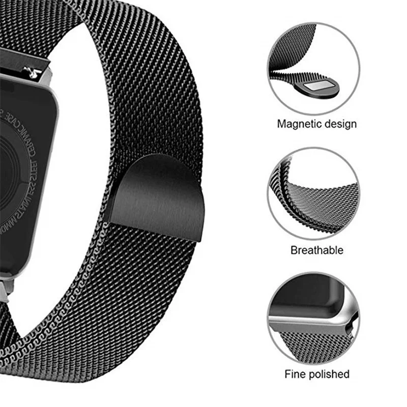 Stainless Steel Strap 20mm Magnetic Loop Metal Watch Band Breathable Waterproof Replacement Bracelet Wristband For Smart | Наручные часы