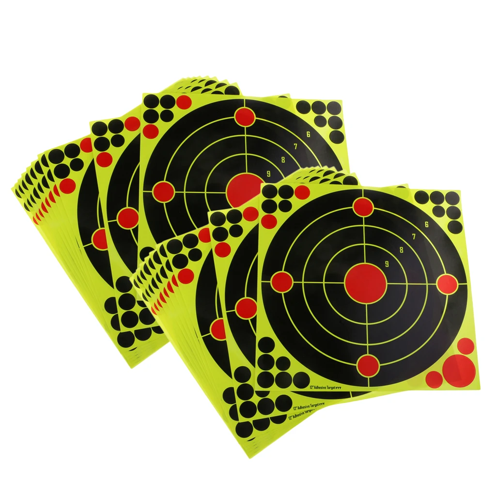 20pcs 12''x12'' Self adhesive Splatter & Reactive Targets for Shooting Archery