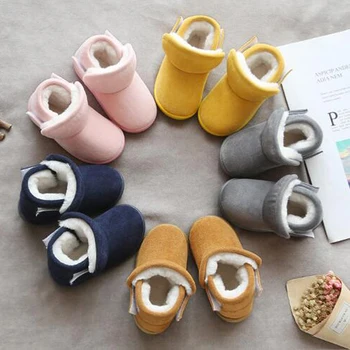 

Winter Infant Snow Boots Girls Boys Warm Plush Outdoor Boots Baby Kids Soft Bottom Non-slip Cotton Shoes