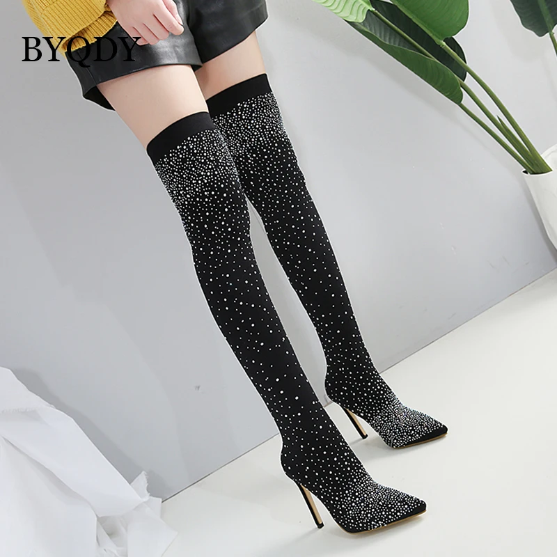 BYQDY de moda calcetín botas largas de mujer agujero roto tacones por  encima de la rodilla Jean botas de plataforma mujer club nocturno vestido  zapatos|Botas sobre la rodilla| - AliExpress