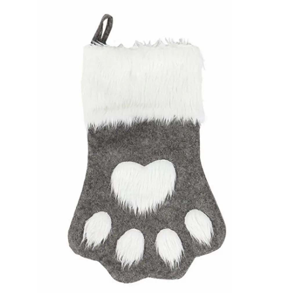 

Red Gray Long Hair Dog Claw Socks Christmas Stockings Christmas Tree Decorations Children'S Gift Bags