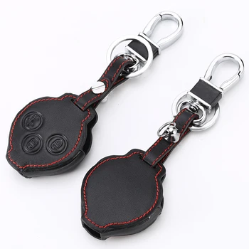 

Car Styling Genuine Leather Key Case For Mercedes Benz Smart Fortwo 3 Button Keychain Holder For Mercedes