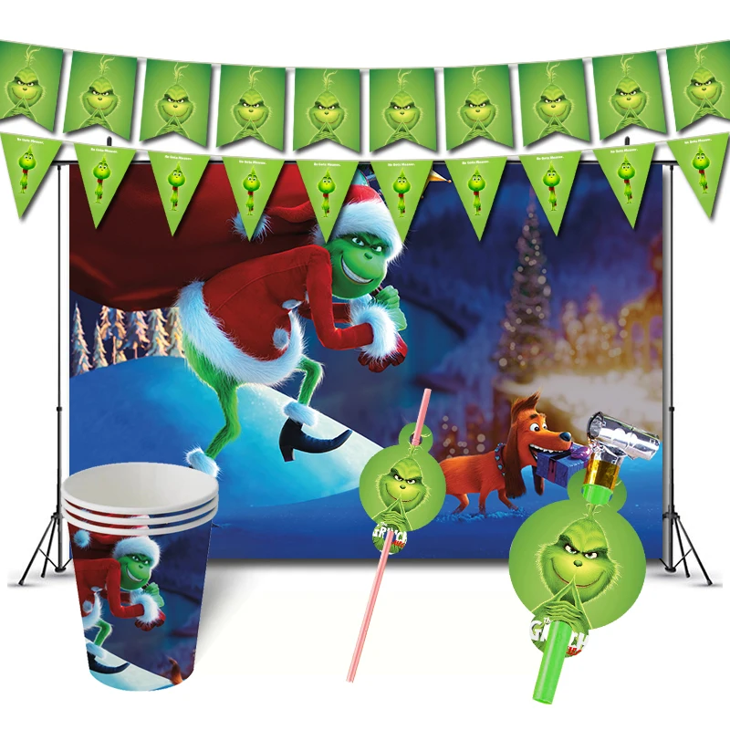 Grinch День Рождения украшения Игра как украли Рождественская тема сувениры Supplys