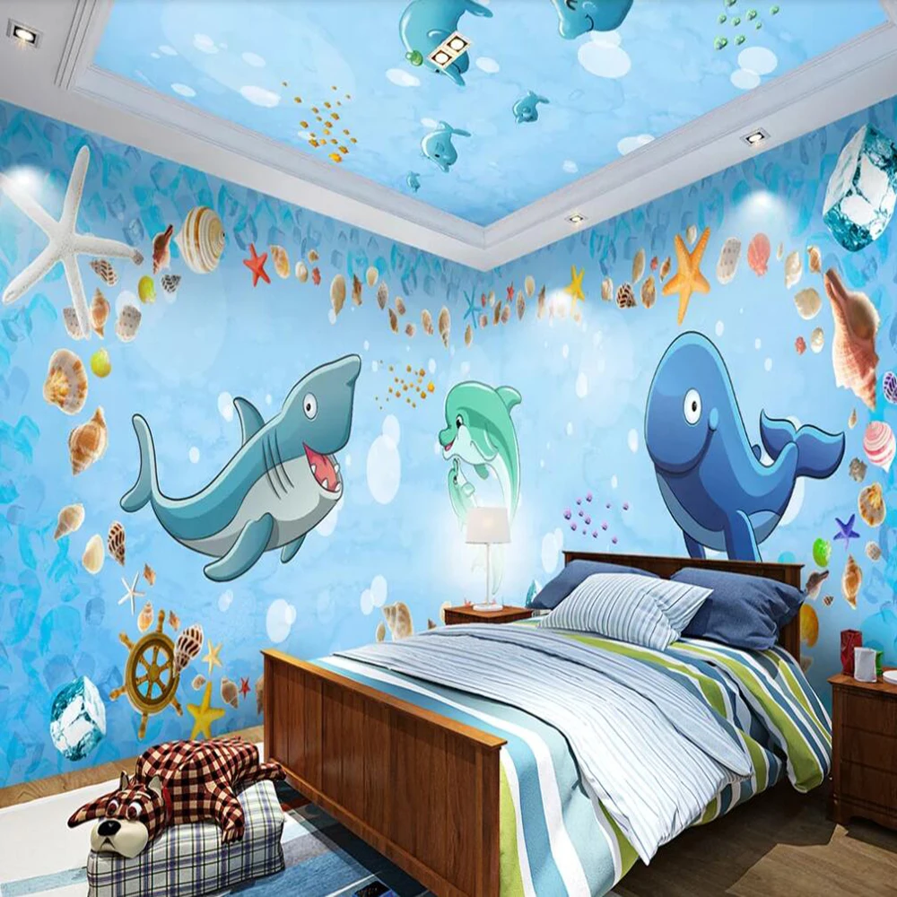 Milofi custom 3D wallpaper mural cartoon fantasy underwater world theme space whole house background wall for living room bedroo |