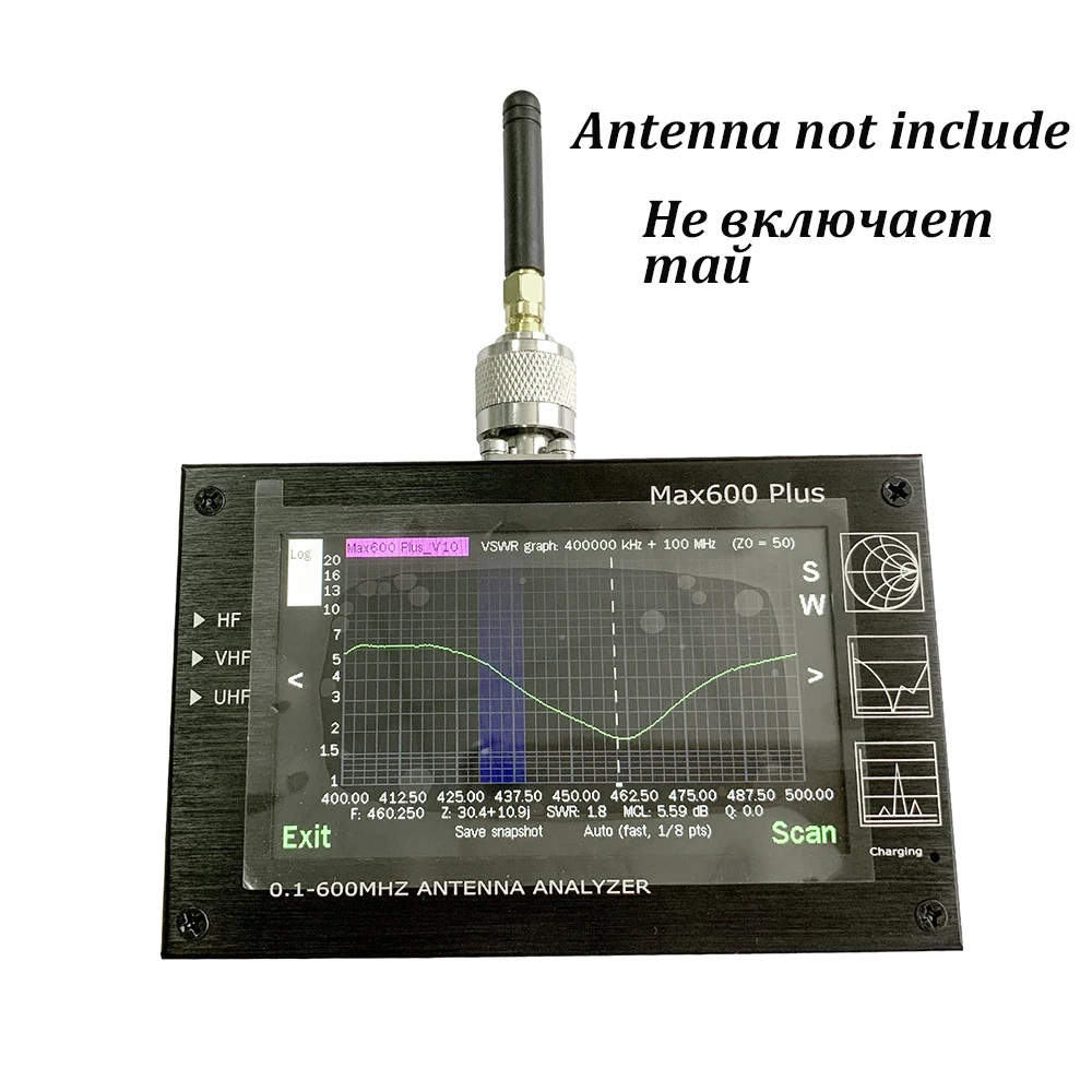 Max600 Plus анализатор HF/VHF/UHF антенны 0 1 600 МГц w/4 3 &quotTFT LCD сенсорный экран VS MINI