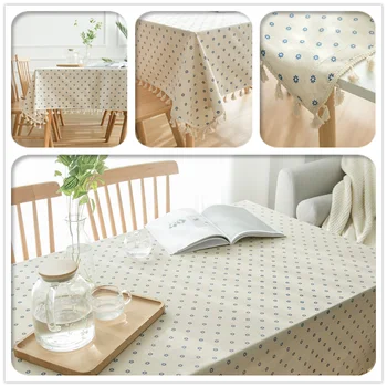 

Daisy Print Tablecloth For Kitchen Table Linen Cotton Rectangle Dining Table Cover Coffee Table For Living Room Nappe De Table