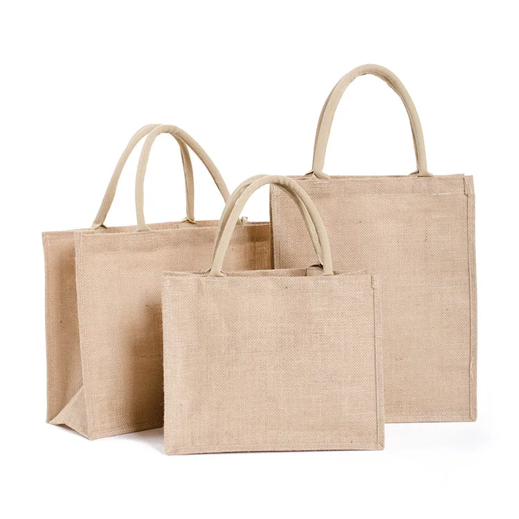 

2019 new jute shopping bag retro jute bag green linen tote bag multi-function tote bag boutique storage bag