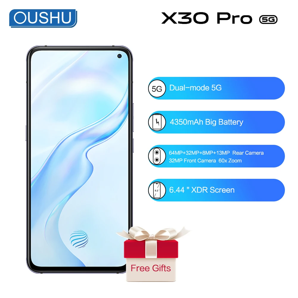 Оригинальный двойной режим 5G vivo x30 pro мобильный телефон 8G 256G 6 44 &quotExynos 980 64MP Quad
