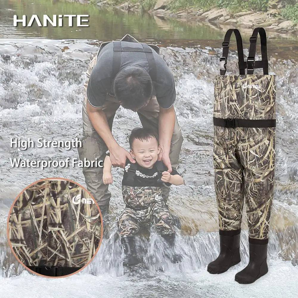 Pantalon de wading respirant HANITE kids avec bottes antidérapantes en caoutchouc, utile pour jouer à l'eau ou en plein air