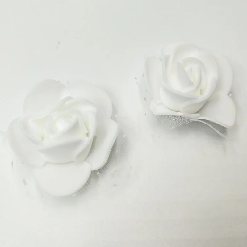 Искусственные цветы 100 шт./лот 3,5 см Пены Искусственный цветок розы головы свадебное праздничное украшение цветы Diy Скрапбукинг новое поступление - Цвет: white