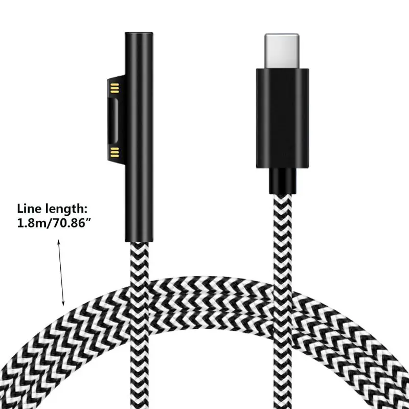 1.8m Usb Type-C Power Supply Charger Adapter 15v 3A Pd Fast Charging Cable for microsoft- Surface Pro 3 4 5 6 7 6