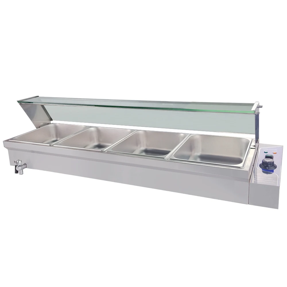 4 Pots Bain Marie Электрический подогреватель пищи нагревательная машина коммерческий буфет нержавеющая суповая столешница Пароварка кухонное оборудование