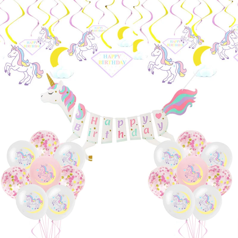 0–9 Jahre alte Geburtstagsdekorationen, Einhorn-Geburtstagsparty-Zubehör-Set für Babyparty, Geburtstagsfeier, Einhorn-Mottoparty – Detail 5